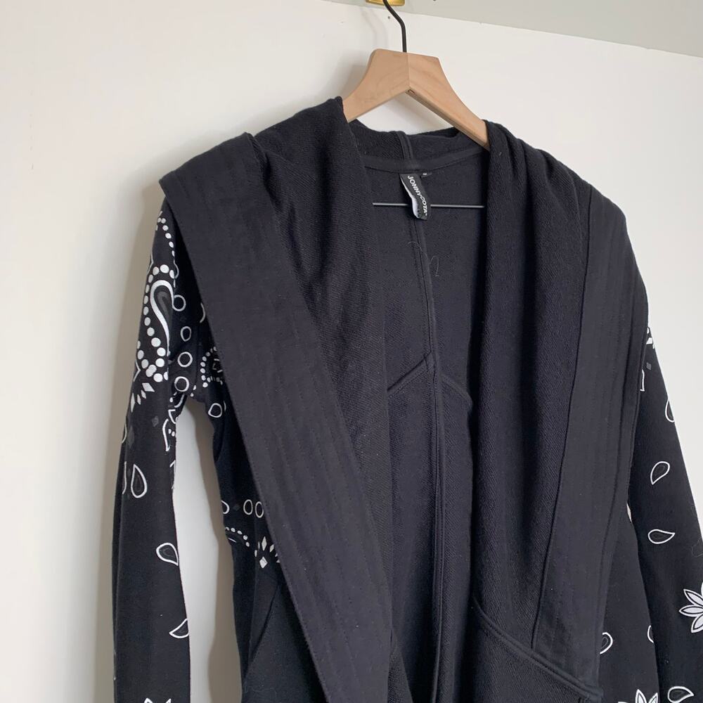 Jonny Cota Draped Hoodie in Black Bandana Open Front Women’s Small - Picture 12 of 14